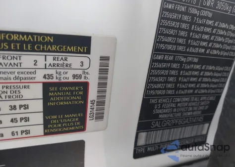 2016 Land Rover Range Rover 3.0L V6 Supercharged z USA, uszkodzony, nr VIN SALGR2PF6GA314145